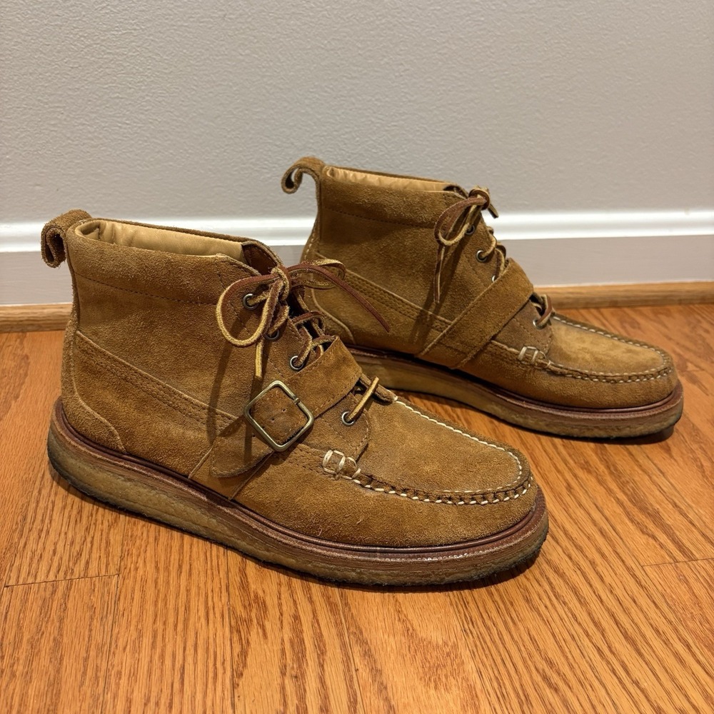 Yuketen Suede Leather Boots with Strap‎ Men's Size 9.5 E Tan 5-Eye